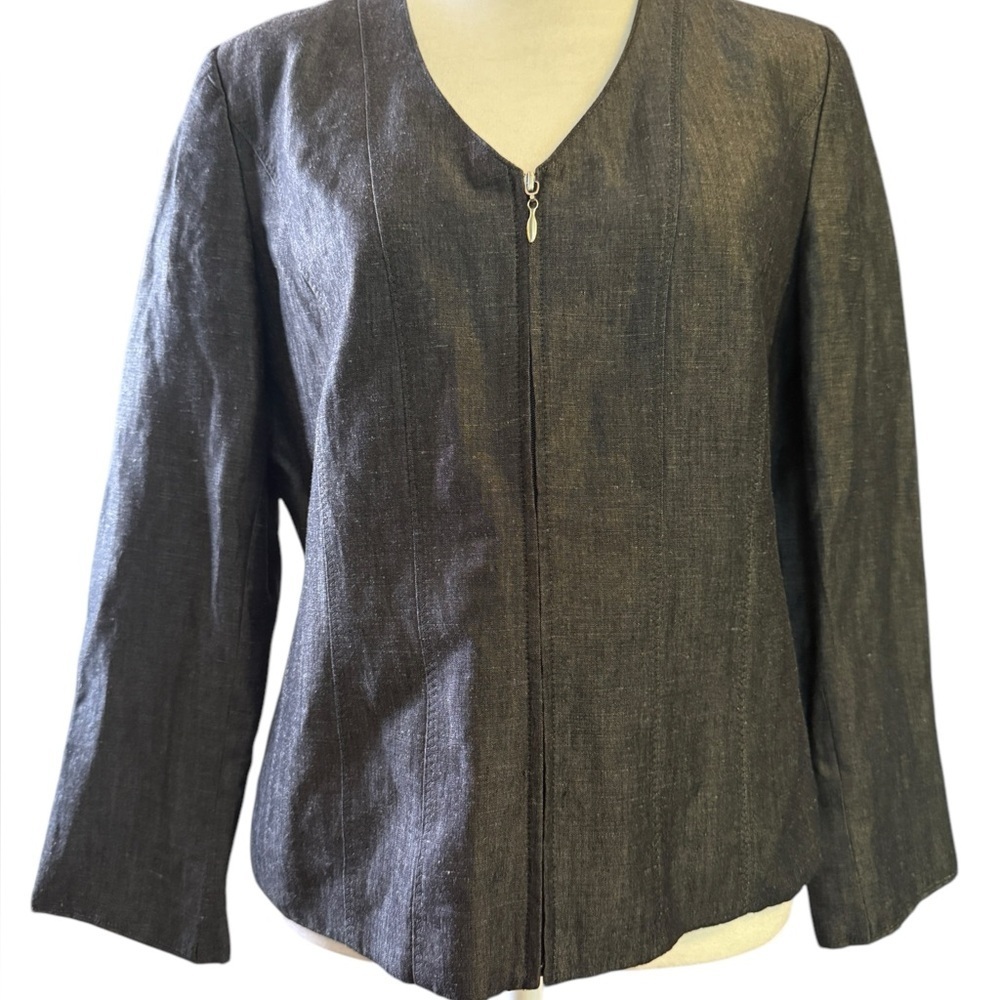 Active Seller! David N Dark Jacket Size 4 Tailored Zip Front Blazer
